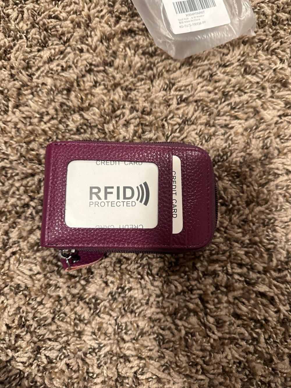 RFID Protected Compact Card Wallet in Plum
